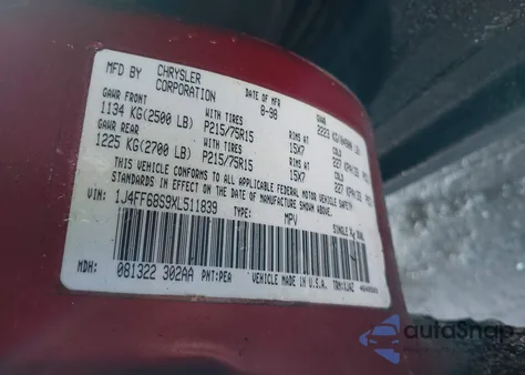 1999 Jeep Cherokee Classic/Sport z USA, uszkodzony, nr VIN 1J4FF68S9XL511839